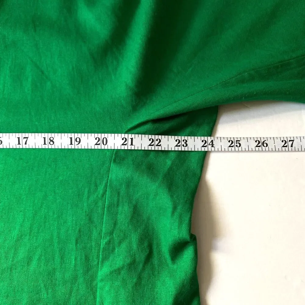 Zara Linen Blend Shirt Women M Shamrock Green 3/4 Kimono Sleeve Button Down NWOT - Picture 12 of 16